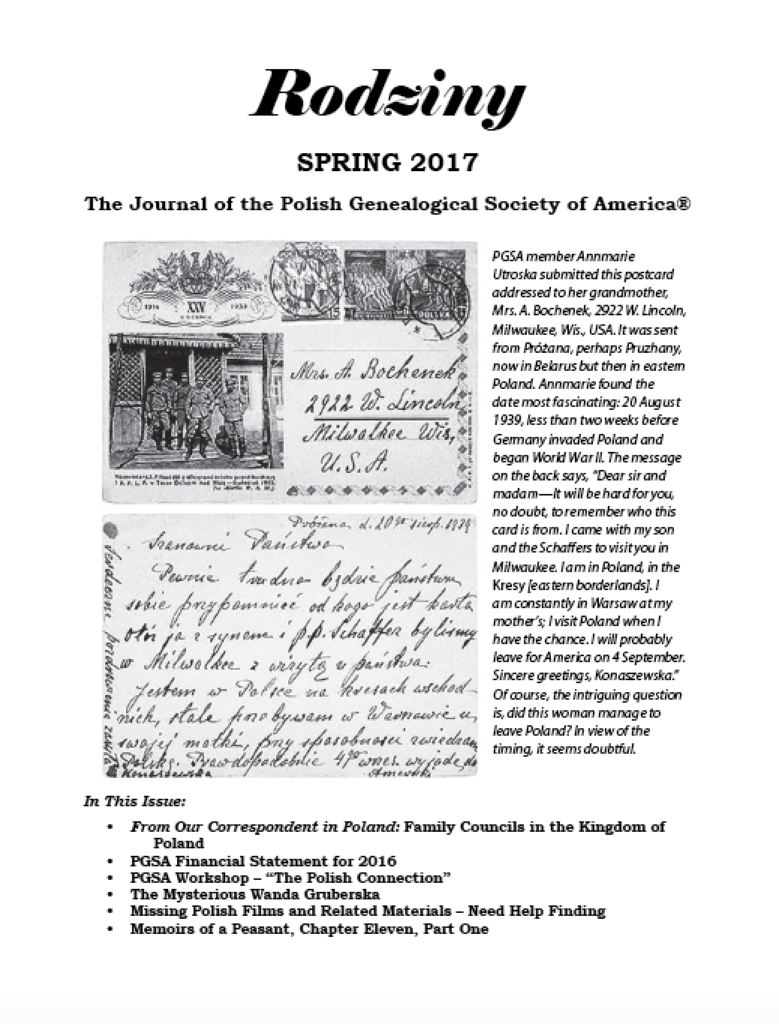 2017 Rodziny - Spring 2017 - Electronic Version - Polish Genealogical ...